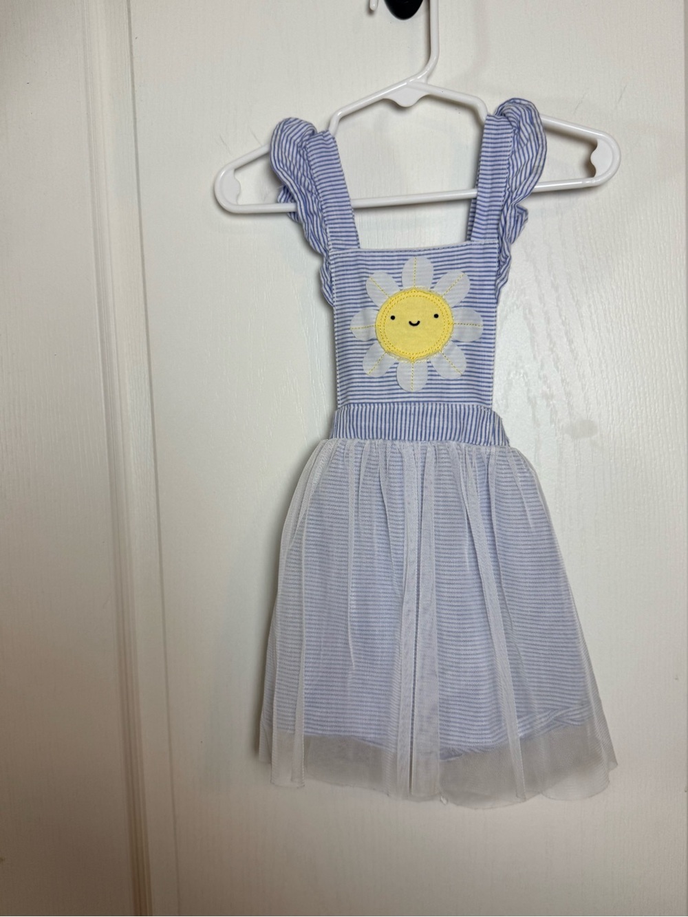 Sweet Heart Rose Blue Striped Daisy Tulle Pinafore Dress
